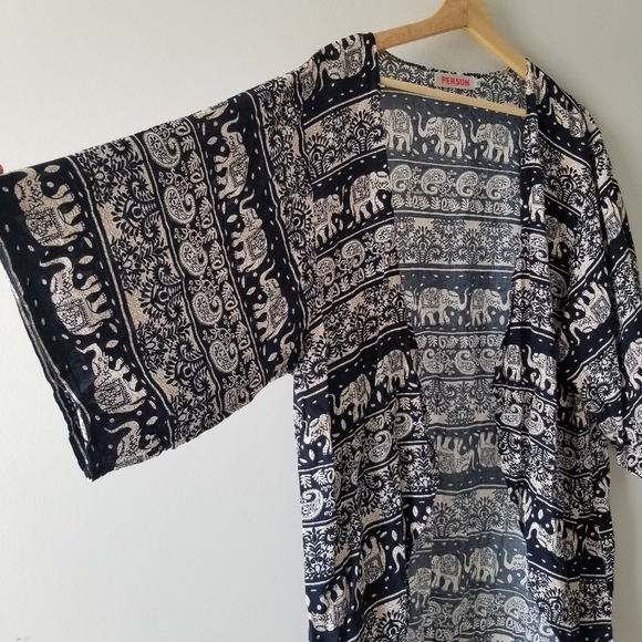 Persun Elephant Print Kimono Cover Up XL - Picture 3 of 8